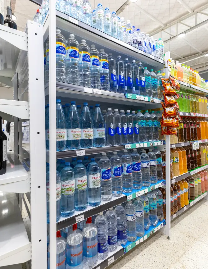 Góndola Bodega Pro para exhibición de bebidas en supermercados y autoservicios de alta rotación